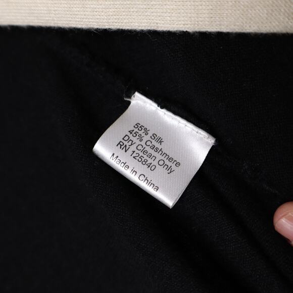 GOLDE Drape Cardigan Waterfall Silk Cashmere Colorblock Black Ivory Women's S - Picture 9 of 9